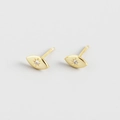Orecchini a lobo occhio minimalisti in argento S925 dorato con zircone e motivo stellato - Argento 925 / Oro
