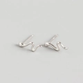 Minimalistische S925 Sterling Silber Schlangen Ohrstecker mit Zirkonia Akzenten - 925er Silber / Weißgold