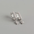 Elegant S925 sterling silver U-shaped hoop earrings with silver five-petal flower charms - 925 Silver / White Gold