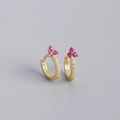 S925 sterling silver gold hoop earrings with red floral zircon stones and white crystals - 925 Silver / Gold Plated Red Zirconia