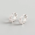 Eleganti orecchini a cerchio in argento S925 con pavé di zirconi bianchi brillanti - Argento 925 / Oro Bianco