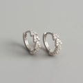 S925 sterling silver hoop earrings featuring leaf design with shimmering cubic zirconia - 925 Silver / White Gold