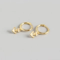 Orecchini a cerchio minimalisti con ancora in argento S925 dorato e zirconi brillanti - Argento 925 / Oro