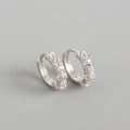 S925 sterling silver geometric hoop earrings with clear cubic zirconia insets - 925 Silver / White Gold