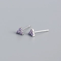 Elegant S925 sterling silver stud earrings featuring purple zircon clover cluster design - 925 Silver / Platinum Plated Purple Zirconia