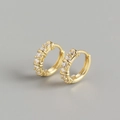 Luxurious gold plated S925 silver hoop earrings with sparkling cubic zirconia pavé - 925 Silver / Gold