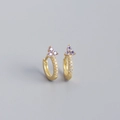 Exquisite 18K gold S925 silver hoop earrings with lavender gemstones and white zircon - 925 Silver / Gold Plated Purple Zirconia