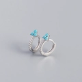 Elegant S925 sterling silver hoop earrings with blue turquoise floral gemstone pattern - 925 Silver / Platinum Turquoise