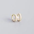 S925 sterling silver gold hoop earrings featuring rectangular cubic zirconia inlay - Gold Plated - White Zircon