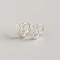 S925 sterling zilveren oorringen met fonkelende zirkonia kruis hangers voor dames - 925 zilver / Zilver