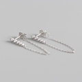 Elegante S925 Sterlingsilber Quasten-Ohrringe mit funkelnden Zirkonia-Reihen - 925er Silber / Weißgold