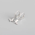 Orecchini a cerchio in argento S925 con pendente a farfalla e zirconi brillanti - Argento 925 / Oro Bianco