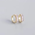 Elegant gold S925 silver hoop earrings with rectangular lavender cubic zirconia - Gold Plated Purple Zirconia