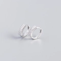 S925 sterling silver hoop earrings with rectangular cubic zirconia inlay in silver finish - Platinum Plated - White Zircon