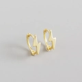 Minimalist S925 sterling silver lightning bolt hoop earrings with a polished gold finish - 925 Silver / Gold