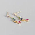 Orecchini a perno in argento S925 dorato con nappe di zirconi cubici colorati - Argento 925 / Oro