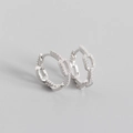 S925 Sterling Silber Kettenglied Ohrringe mit Mikro-Pavé-Zirkonia Steinen besetzt - Kettenglied-Zirkonia-Stil (YHE0288) / Weißgold