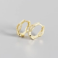 Elegante S925 Sterling Silber Goldketten-Ohrringe mit funkelndem Zirkonia-Besatz - Kettenglied-Zirkonia-Stil (YHE0288) / Gold