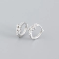 Mini orecchini a cerchio in argento sterling S925 con doppia fila di zirconi - Argento 925 / Placcato Platino - Zircone Bianco