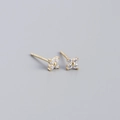S925 sterling silver four-leaf flower stud earrings with clear zircon stones - 925 Silver / Gold Plated - White Zircon