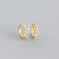 Orecchini a cerchio minimalisti in argento S925 dorato con zirconi geometrici - Argento 925 / Placcato Oro - Zircone Bianco
