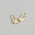 S925 sterling zilveren hartvormige hangslot oorbellen in gouden afwerking - 925 zilver / Goud