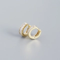 S925 sterling silver hoop earrings with square clear cubic zirconia in gold finish - 925 Silver / Golden (White Stone)