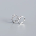 Orecchini a cerchio a croce in argento sterling S925 con pietre di zircone cubico - Oro Bianco