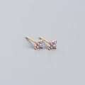 S925 sterling silver four-leaf flower stud earrings with purple crystals in gold finish - 925 Silver / Gold Plated Purple Zirconia