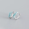Orecchini a cerchio minimalisti in argento sterling S925 con perline di turchese - Argento 925 / Platino Blu Turchese