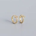 Orecchini a cerchio minimalisti a croce dorata con zirconi scintillanti da donna - Oro