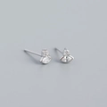 S925 Sterling Silber Ohrstecker mit klaren Zirkonia in Marquise- und Rundschliff-Optik - 925er Silber / Weißgold