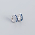 S925 sterling silver hoop earrings with square blue zirconia stones inlay - 925 Silver / Platinum (Blue Zirconia)