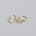 Eleganti orecchini a cerchio con farfalla dorata e micro cristalli scintillanti da donna - Argento 925 / Oro