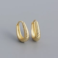 Orecchini a cerchio minimalisti in argento S925 placcato oro con trama a spirale ritorta - Argento 925 / Oro