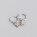 S925 sterling silver hoop earrings with champagne rectangular cubic zirconia pendant - Champagne Stone Silver Plated