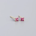 Chic S925 sterling silver four-leaf flower studs with pink crystals and gold finish - 925 Silver / Gold Plated Red Zirconia