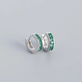S925 sterling silver huggie earrings with square green zircon stones in silver finish - 925 Silver / Platinum (Green Zirconia)