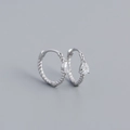 S925 sterling silver twisted rope hoop earrings with pear-shaped clear zircon stones - 925 Silver / Silver (White Stone)