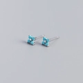 S925 sterling silver four-leaf flower stud earrings featuring blue turquoise petals - 925 Silver / Platinum Tone Turquoise