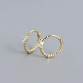 Gold twist rope hoop earrings with pear-shaped cubic zirconia drops for women - 925 Silver / Gold (White Stone)