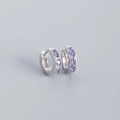 S925 sterling silver hoop earrings with five square cut purple zircon gemstones - 925 Silver / Platinum (Purple Stone)