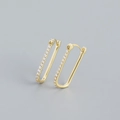 Pendientes de plata S925 bañados en oro en forma de U con circonitas blancas lineales - Plata 925 / Bañado en Oro - Zircón Blanco