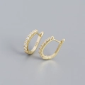 Elegante goldene S925 Sterling Silber U-Ohrringe mit einer funkelnden Reihe aus Zirkonia - 925er Silber / Vergoldet - Weißer Zirkon