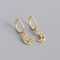 Pendientes de aro dorados con luna y estrella calada en plata de ley 925 - Plata 925 / Dorado