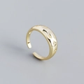 Anello vintage regolabile in oro con motivi di luna, stelle e pietre di zircone - Aperto Regolabile / Oro