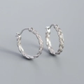 Minimalistische Creolen aus S925 Sterlingsilber mit vintage Kettenstruktur-Design - 925er Silber / Weißgold