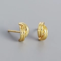 Orecchini a lobo minimalisti in argento S925 con tripla curva a C placcata oro - Argento 925 / Oro