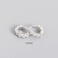 Silver S925 sterling silver geometric huggie hoop earrings with 5.5mm inner diameter - 925 Silver / 5.5mm White Gold White Stone