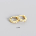 5.5mm gold-plated S925 sterling silver huggie earrings with cubic zirconia inlay - 925 Silver / 5.5mm Gold White Stone
